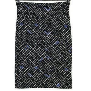 LuLaRoe Cassie Pencil Straight Skirt Black‎ White Blue USA Pull On S Small
